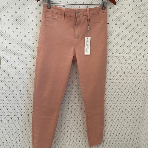 L’agence Dusty Pink Coated Skinny Jeans